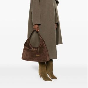 Liffner Pillow Shoulder Bag Brown Suede